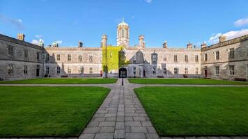 The University of Galway, quadrangle in Ireland, architecture and landmarks background video