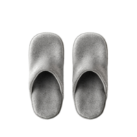 Cozy comfort awaits, soft gray slippers ready for relaxation png