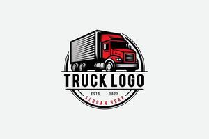 box truck logo, badge emblem style, modern trucking and transport logo vector