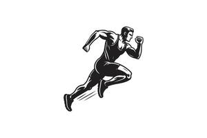 running athlete logo side view, silhouette vector