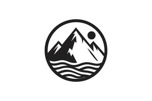 mountain logo single color, circular badge logo vector