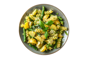 Artichoke Pesto Pasta Salad with Green Bean on a transparent background on a transparent background png