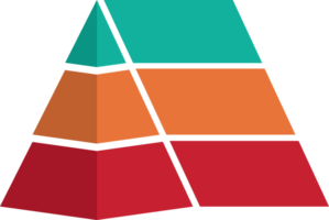 trasparente marketing piramide Infografica con opzioni e passi. stratificato grafico illustrazione. concetto di strategico pianificazione, progresso, e prestazione png