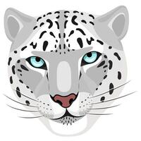 illustration of a snow leopard's head on a white background. An endangered animal vector