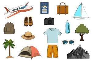 A set of travel objects. Flat graphic illustration isolated on a white background vector