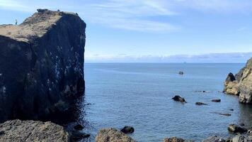 une robuste vue de l'islande rocheux littoral video