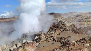 An expansive view of the Gunnuhver geothermal fields, showcasing the natural geothermal activity video