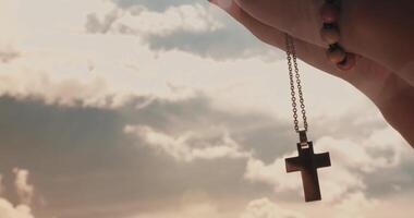 Close Up Of A Woman Praying In The Afternoon video