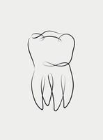 Chewing tooth in linear style drawing on white background vector