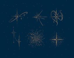 Different states of stars drawing in graphic style on blue background vector