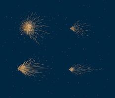 Star and comet shines brightly in space drawing in graphic style on blue background vector