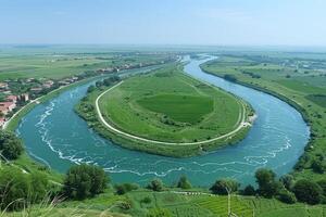 the river along with a road going through the border of the road professional photography photo