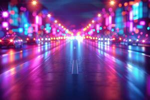 urban city bustling street with bright lights professional photography photo