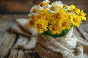 wooden table with sunlight and shadow of flowers professional photography photo