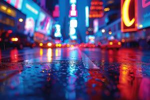 urbano ciudad bullicioso calle con brillante luces profesional fotografía foto