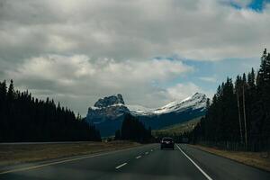 Trans-Canada highway in Banff National Park, showing the wildlife crossing overpass photo