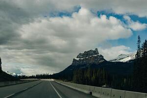 Trans-Canada highway in Banff National Park, showing the wildlife crossing overpass photo