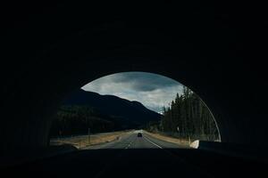 road tunnel in banff, canada photo