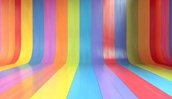 Abstract rainbow background with perspective room. photo