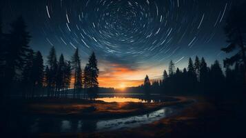 noche cielo con estrellas hecho con largo exposición foto
