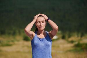 Close-Up Portrait of Determined Athlete Resting After Intense Workout photo