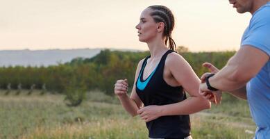 Dynamic Duo. Fitness-Ready Couple Embraces Confidence and Preparation for Upcoming Marathons photo