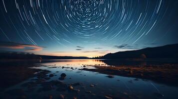 Night sky with stars made with long exposure photo