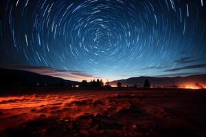 Night sky with stars made with long exposure photo