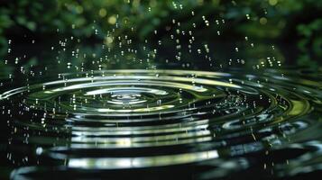 Binary raindrops creating ripples in a virtual pond photo