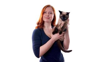 young woman with cat photo