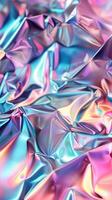 iridescent foil texture background as vertical mobile phone wallpaper photo