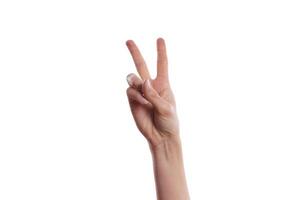 V or Peace hand sign photo