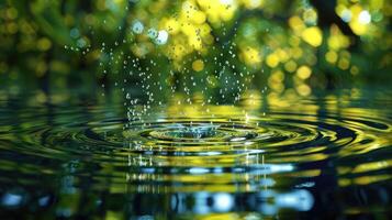 Binary raindrops creating ripples in a virtual pond photo