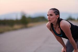 Close-Up Portrait of Determined Athlete Resting After Intense Workout photo