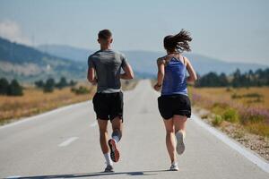 Dynamic Duo. Fitness-Ready Couple Embraces Confidence and Preparation for Upcoming Marathons photo