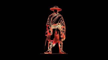 gloeiend looping icoon Argentijns cowboy gaucho neon effect, zwart achtergrond. video