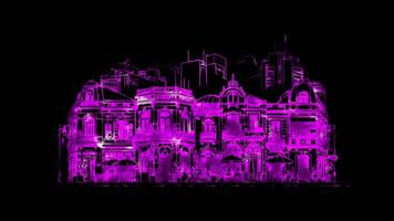 raggiante looping icona argentina quartieri di buenos arie neon effetto, nero sfondo. video