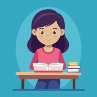 A girl reading a book vector