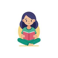 A girl reading a book vector