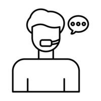 Call Center Agent Line Icon vector