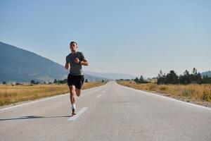 A dedicated marathon runner pushes himself to the limit in training. photo