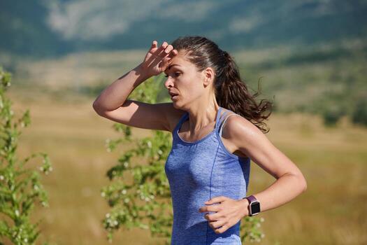 solo paso. determinado atleta mujer embarca en aptitud viaje para maratón preparación. foto