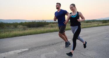 Dynamic Duo. Fitness-Ready Couple Embraces Confidence and Preparation for Upcoming Marathons photo