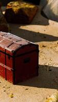 treasure chest in sand dunes on a beach video