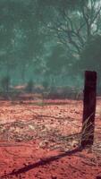 barbed wire fence in deserted landscape video