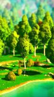 paisagem dos desenhos animados com colinas e floresta video