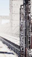 Industrial Train Tracks and Signal Tower at Noon video