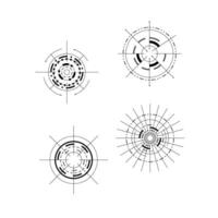 set of 4 futuristic circle tech digital concept icon isolated, vector