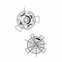 set of futuristic midpoint circle digital technology concept icons isolated, vector