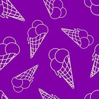 Line art ice cream cone seamless pattern.Summer sweet dessert,Print paper,packaging,wallpaper,textile design.Ice cream balls in a waffle cone simple pattern. illustration vector